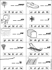 Missing Letters in Words Starting With Consonant Blends