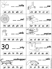 Missing Letters in Words Starting With Consonant Blends