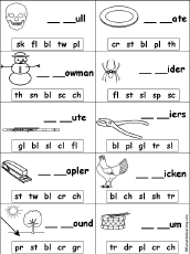 Search result: 'Fill in Missing Letters in Words Starting With Consonant Blends and Digraphs #2'