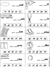 Search result: 'Fill in Missing Letters in Words Starting With Consonant Blends and Digraphs #3'