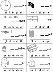 Missing Letters in Words Starting With Consonant Blends