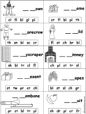 Missing Letters in Words Starting With Consonant Blends