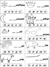 Missing Letters in Words Starting With Consonant Blends