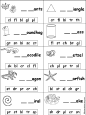 Missing Letters in Words Starting With Consonant Blends