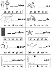 Search result: 'Fill in Missing Letters in Words Starting With Consonant Blends and Digraphs #9'