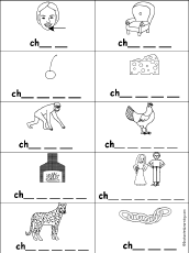 Search result: 'Fill in Missing Letters in Words Starting With Consonant Blends and Digraphs: CH -'