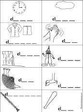 Search result: 'Fill in Missing Letters in Words Starting With Consonant Blends and Digraphs: CL -'