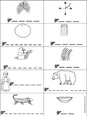 Search result: 'Fill in Missing Letters in Words Starting With Consonant Blends and Digraphs: GR -'