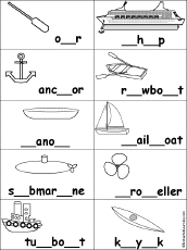 Fill in Missing Letters in Boat Words