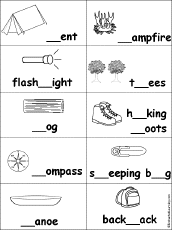 Search result: 'Fill in Missing Letters in Camping Words'