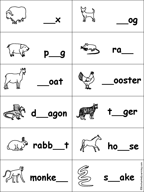 Fill in Missing Letters in Chinese Zodiac Animal Words