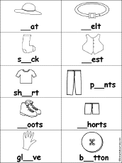 Fill in Missing Letters in Clothes Words