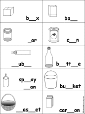 Fill in Missing Letters in Containers Words