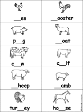 Search result: 'Fill in Missing Letters in Farm Animals Words'