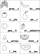Search result: 'Fill in Missing Letters in Fruit Words'