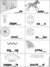 Fill in Missing Letters in Z Words