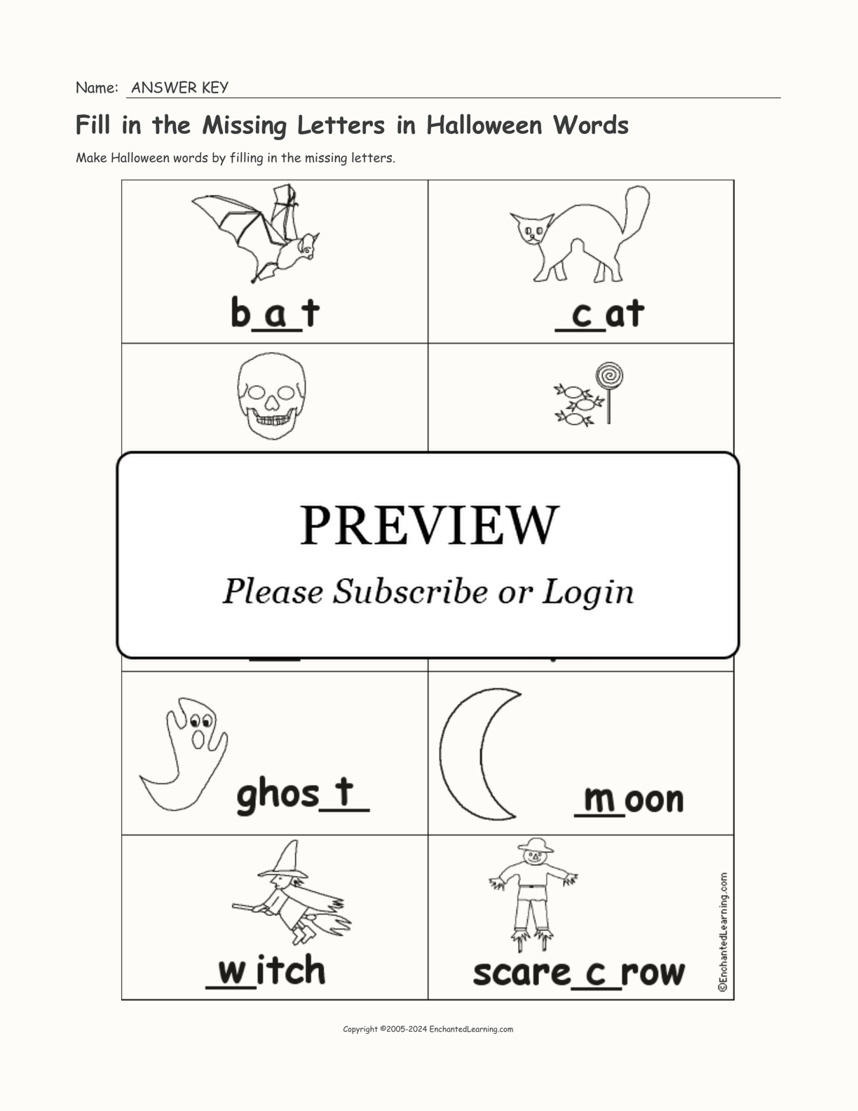 Fill in the Missing Letters in Halloween Words interactive worksheet page 2
