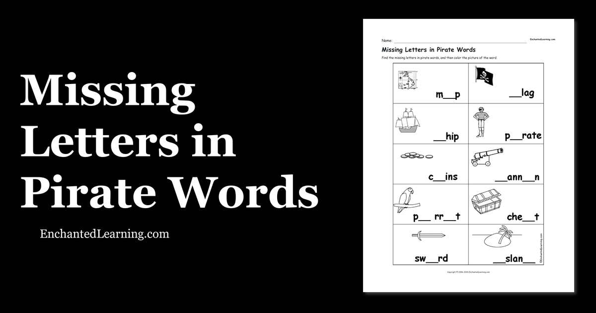 Missing Letters in Pirate Words - Enchanted Learning