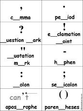 Fill in Missing Letters in Punctuation Worksheet