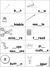 Fill in Missing Letters in Sewing Words