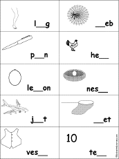 Fill in Missing Letters in Short E Words