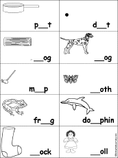 Fill in Missing Letters in Short O Words