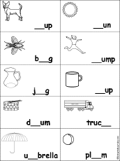 Fill in Missing Letters in Short U Words