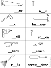 Fill in Missing Letters in Tool Words