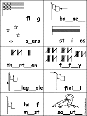 Search result: 'Fill in Missing Letters in US Flag Words'