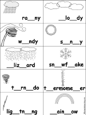 Fill in Missing Letters in Weather Words