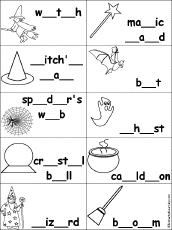 Fill in Missing Letters in Witch Words