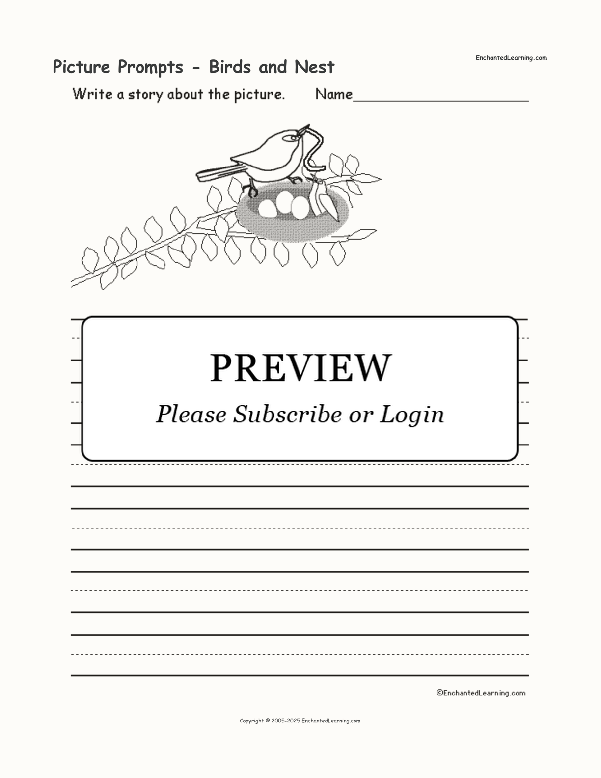 Picture Prompts - Birds and Nest interactive worksheet page 1