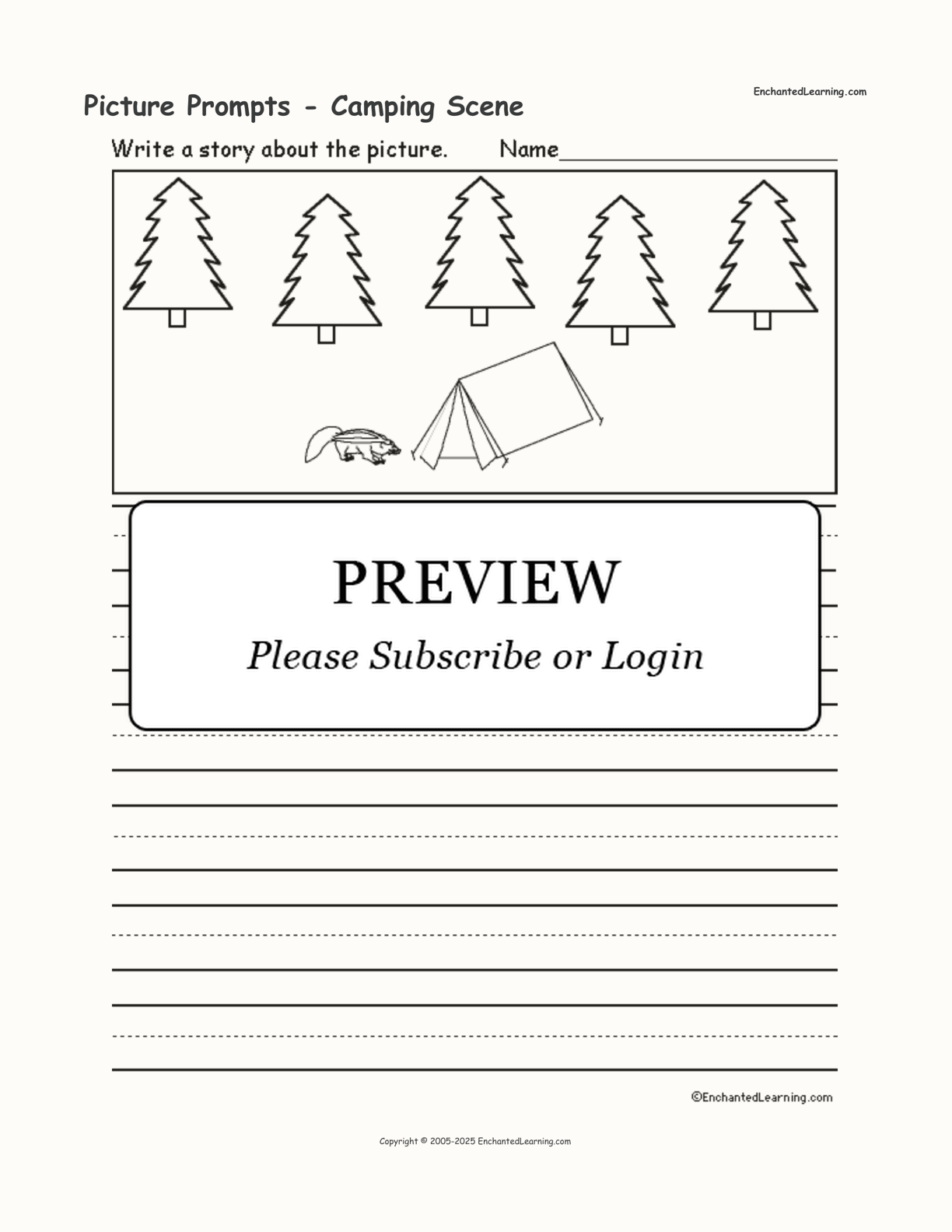 Picture Prompts - Camping Scene interactive worksheet page 1