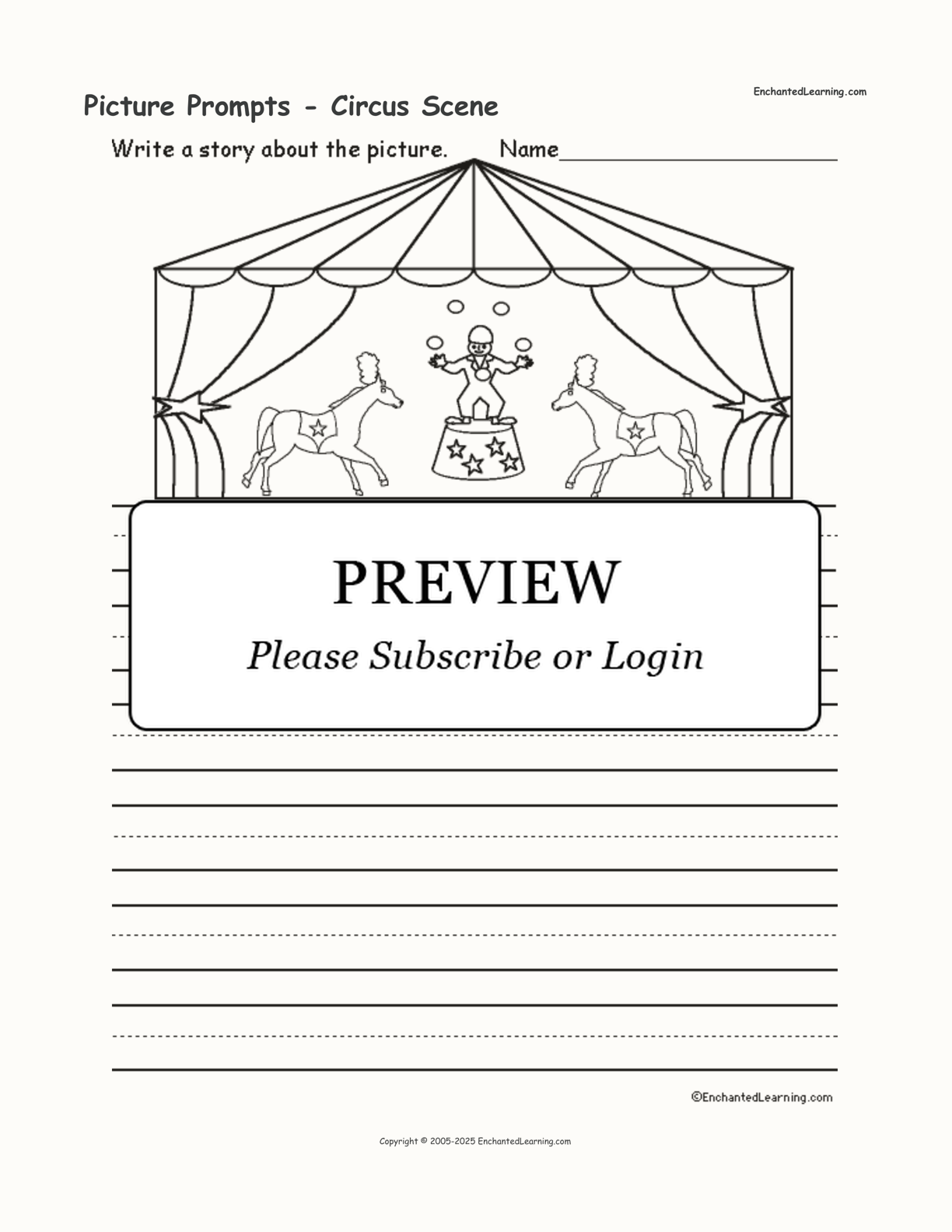 Picture Prompts - Circus Scene interactive worksheet page 1