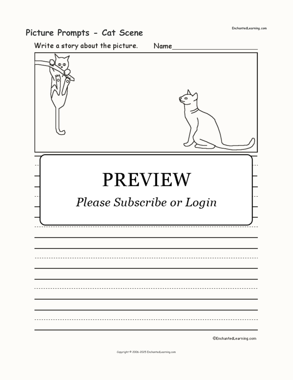 Picture Prompts - Cat Scene interactive worksheet page 1