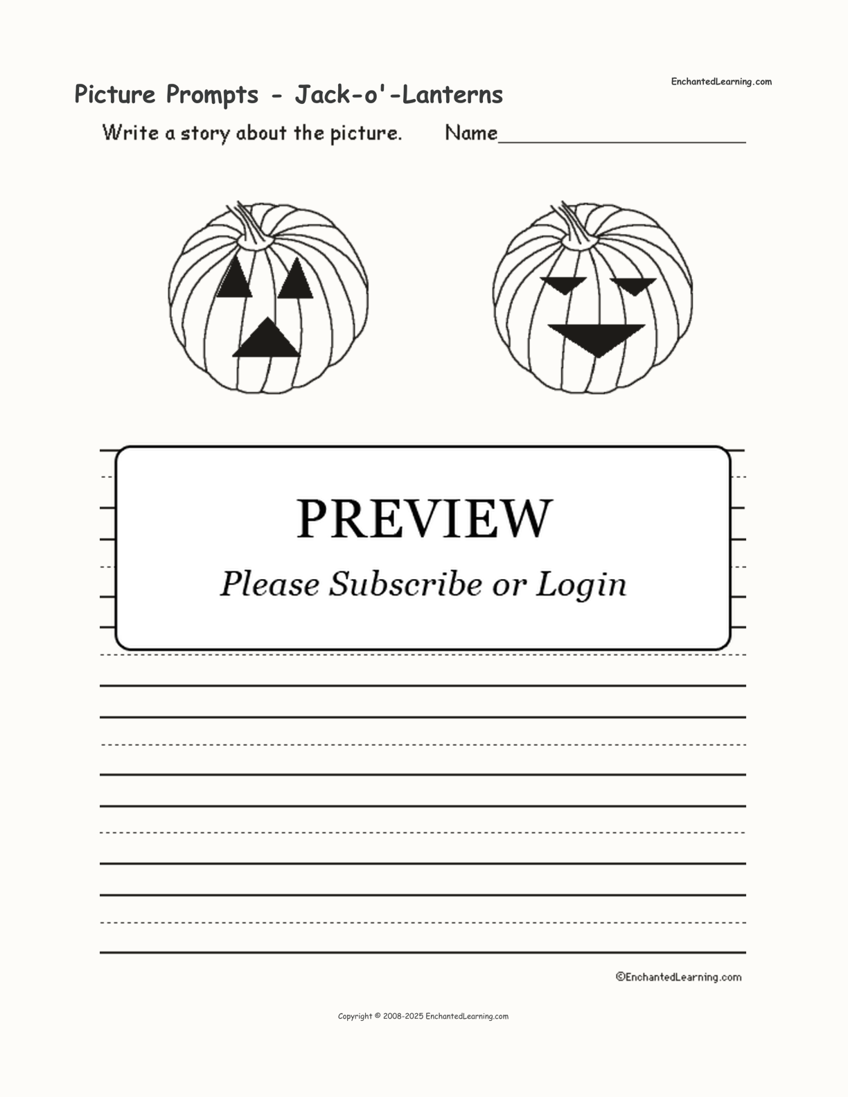 Picture Prompts - Jack-o'-Lanterns interactive worksheet page 1