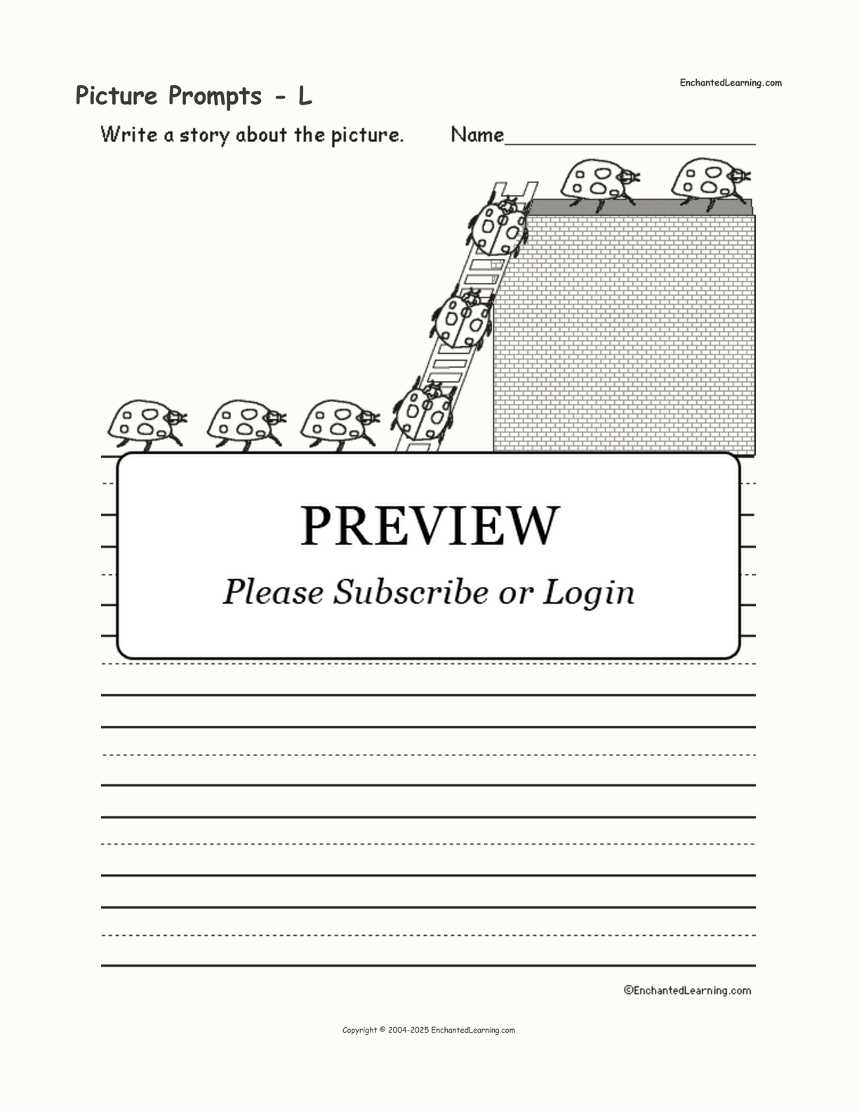 Picture Prompts - L interactive printout page 1