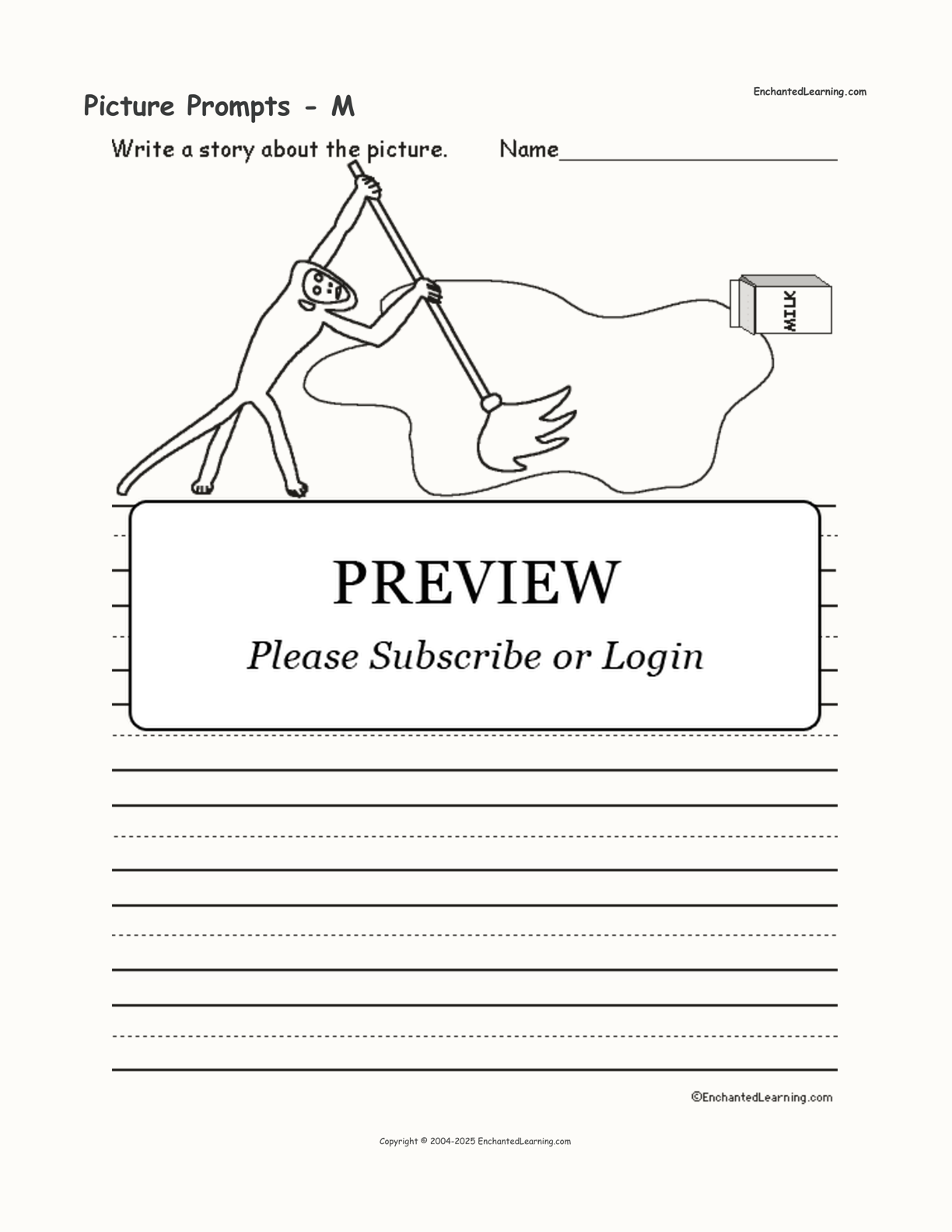 Picture Prompts - M interactive worksheet page 1