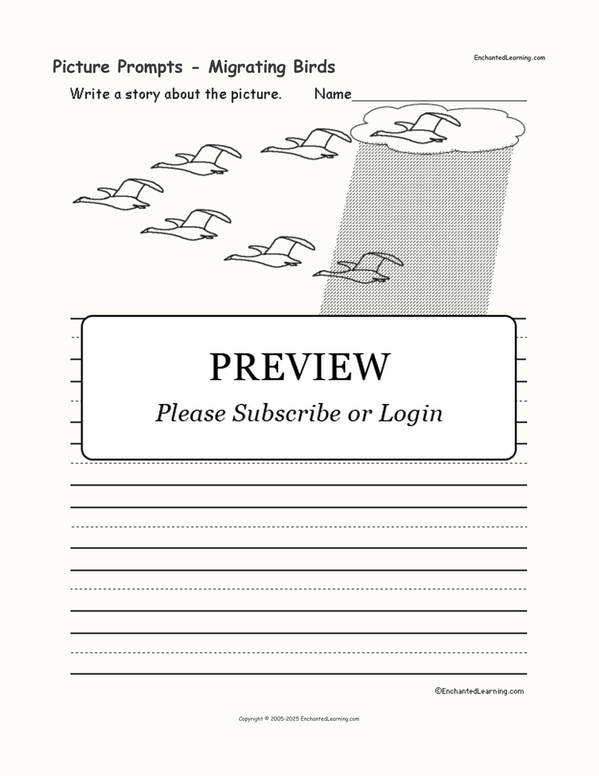 Picture Prompts - Migrating Birds interactive worksheet page 1