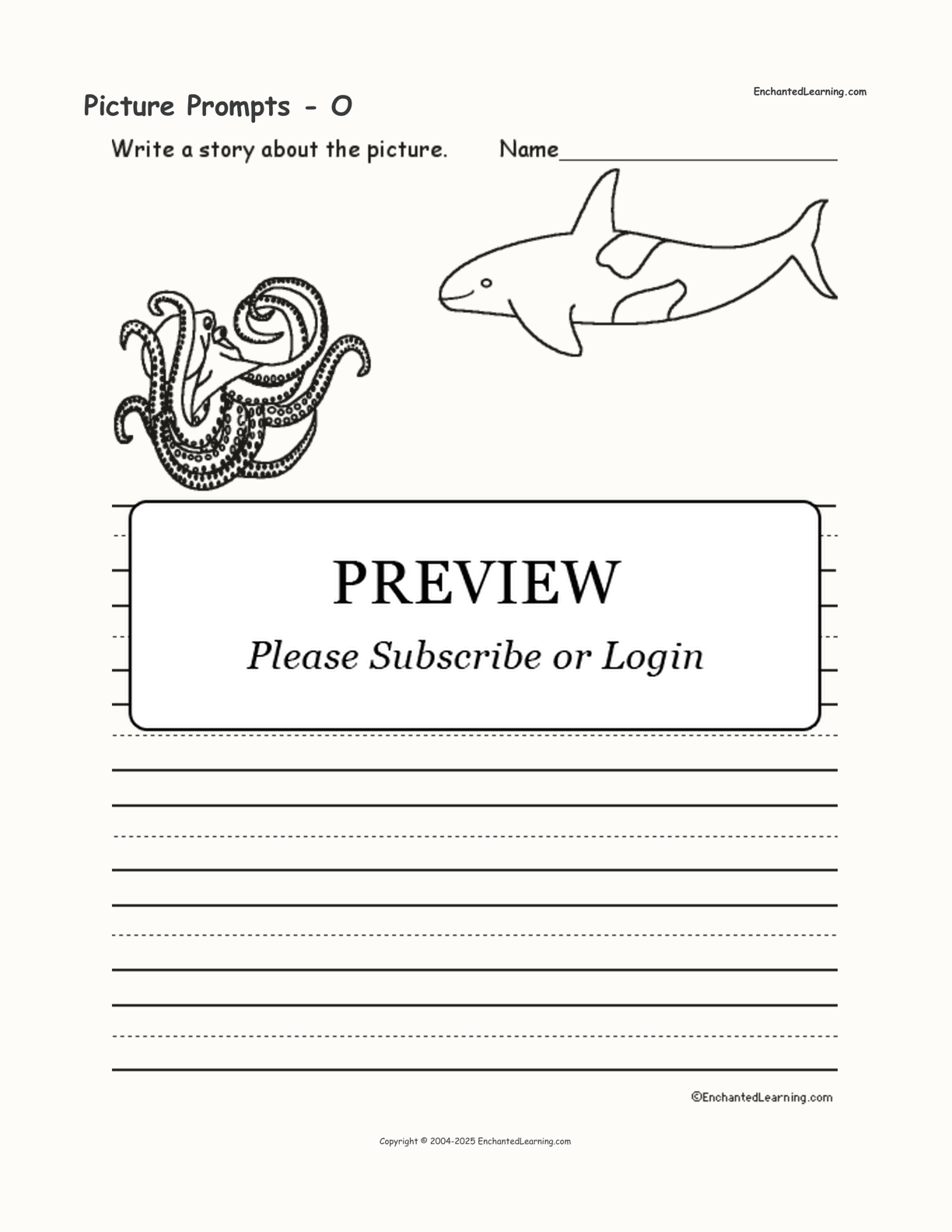 Picture Prompts - O interactive printout page 1