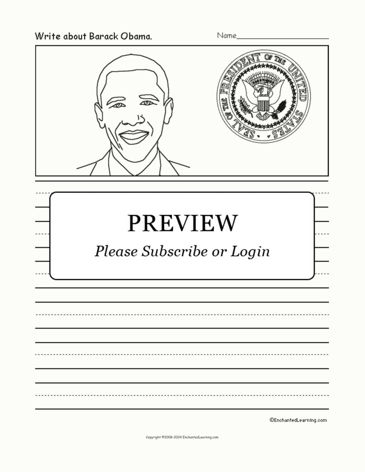 Picture Prompts - Barack Obama interactive worksheet page 1