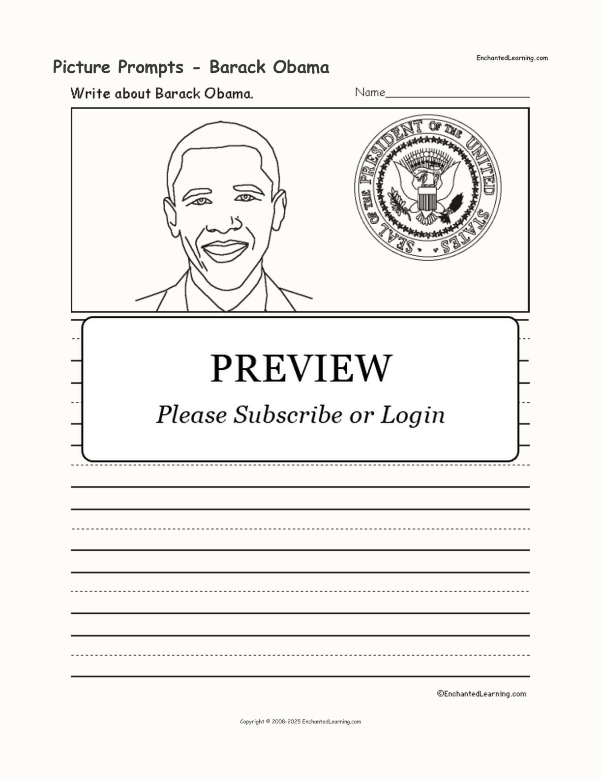 Picture Prompts - Barack Obama interactive worksheet page 1