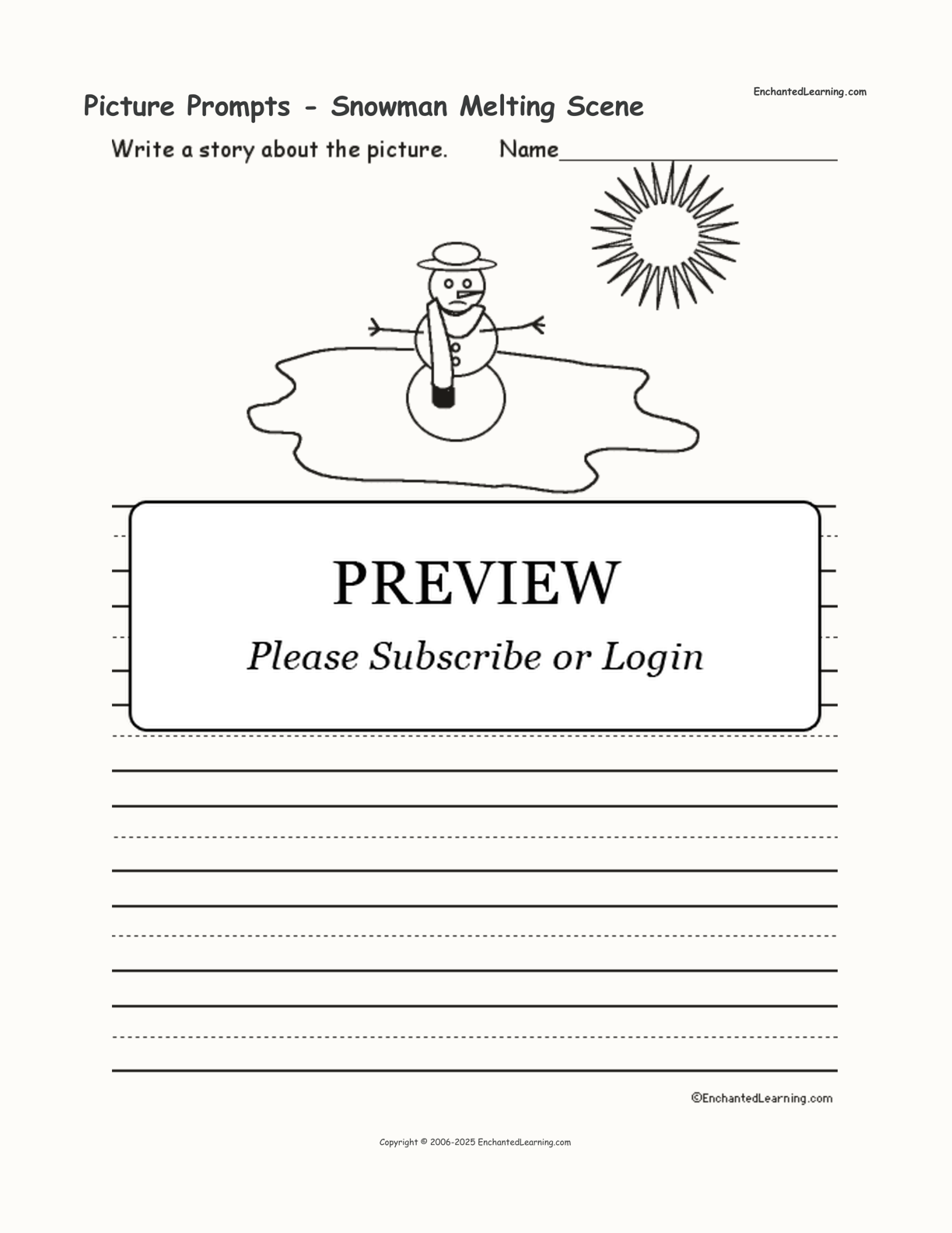 Picture Prompts - Snowman Melting Scene interactive worksheet page 1