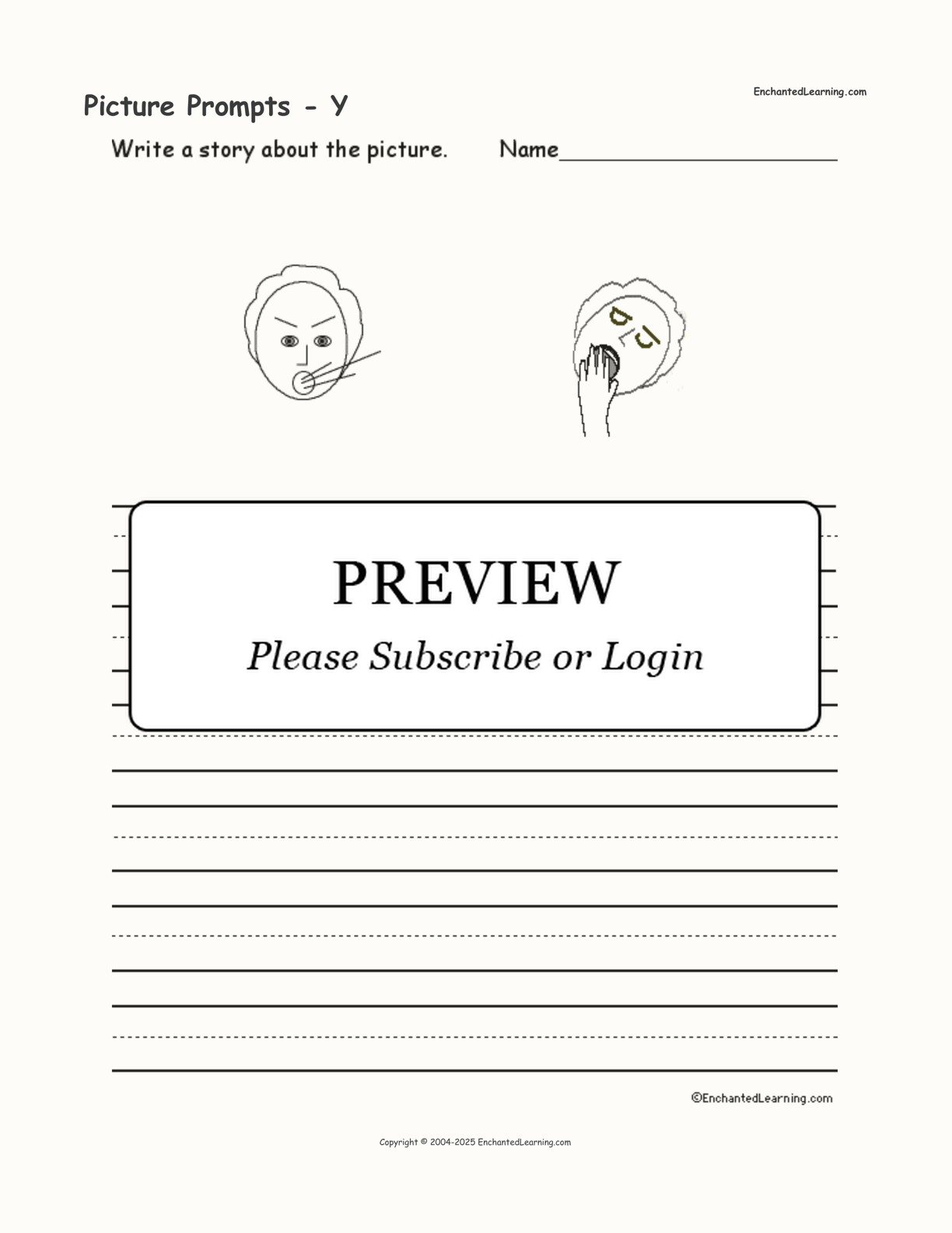 Picture Prompts - Y interactive worksheet page 1