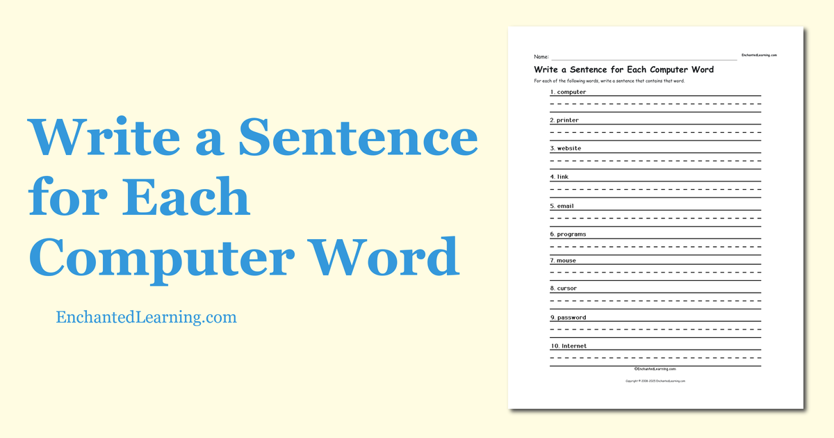 Write a Sentence for Each Computer Word Enchanted Learning