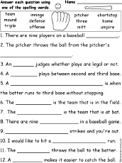 Search result: 'Baseball: Spelling Word Questions'