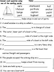 Search result: 'Boat: Spelling Word Questions'