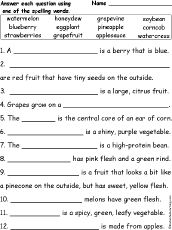 Search result: 'Compound Fruit and Vegetable Words: Spelling Word Questions'