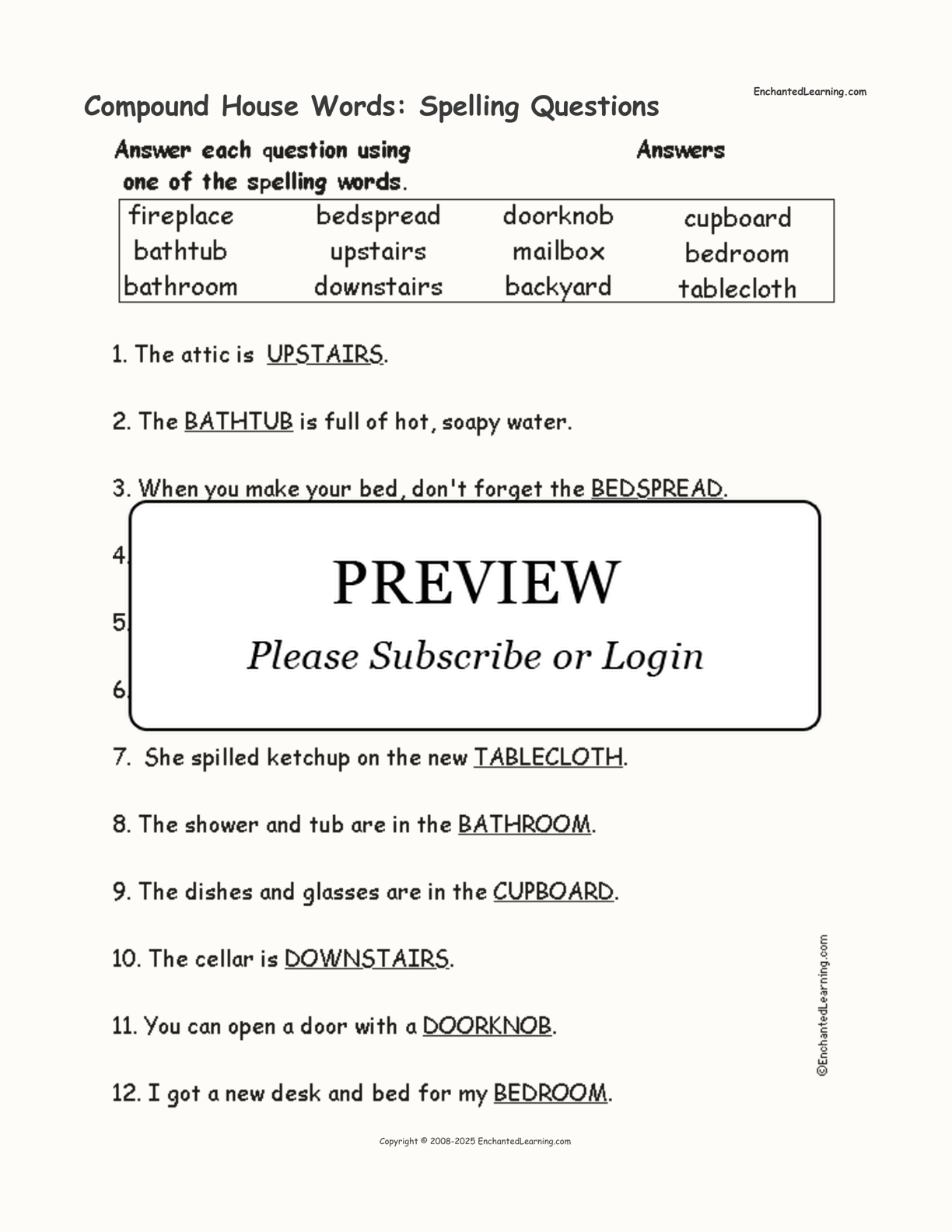 Compound House Words: Spelling Questions interactive worksheet page 2