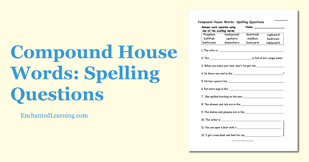Compound House Words Spelling Questions Enchanted Learning